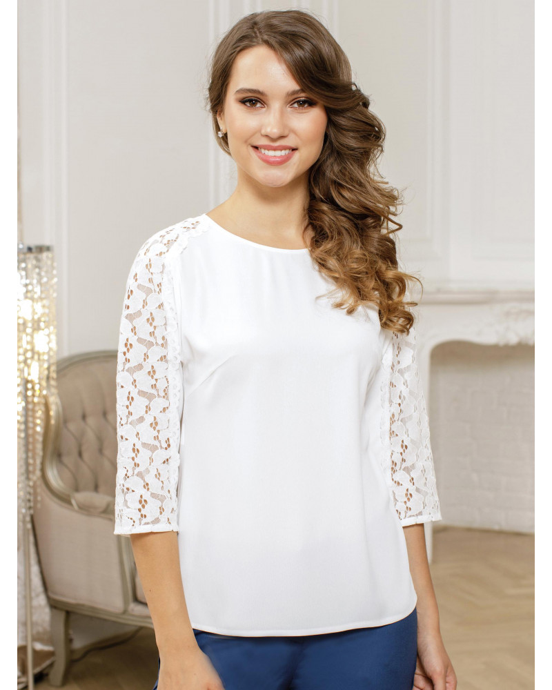 Блуза белая с кружевом, арт. 62561