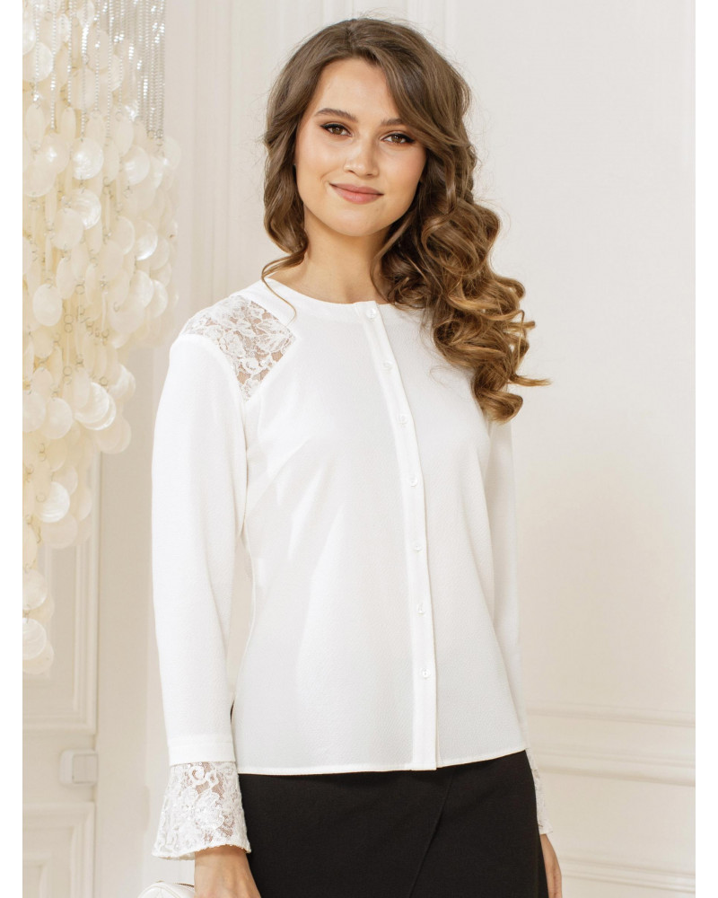 Блуза белая с кружевом, арт. 62521