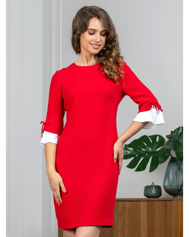 Платье поливискозное красное , арт. 52462