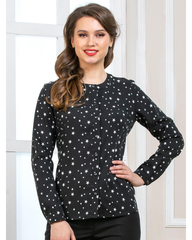 Блуза черная принт звездочки, арт. 62484