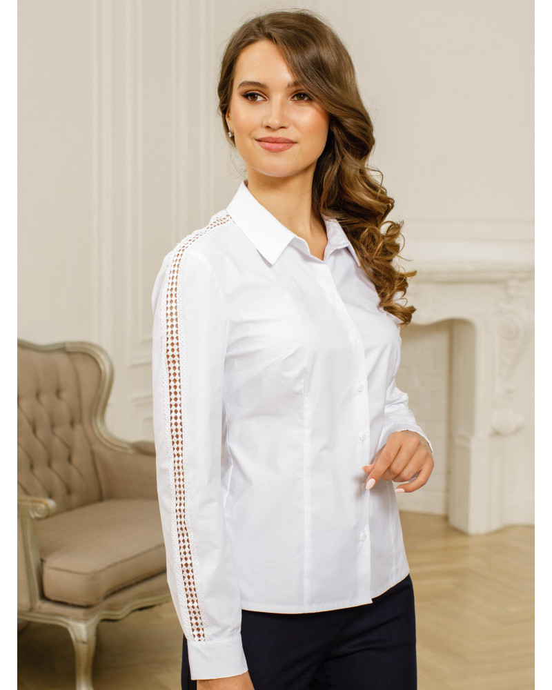 Блуза белая с кружевом, арт. 62490