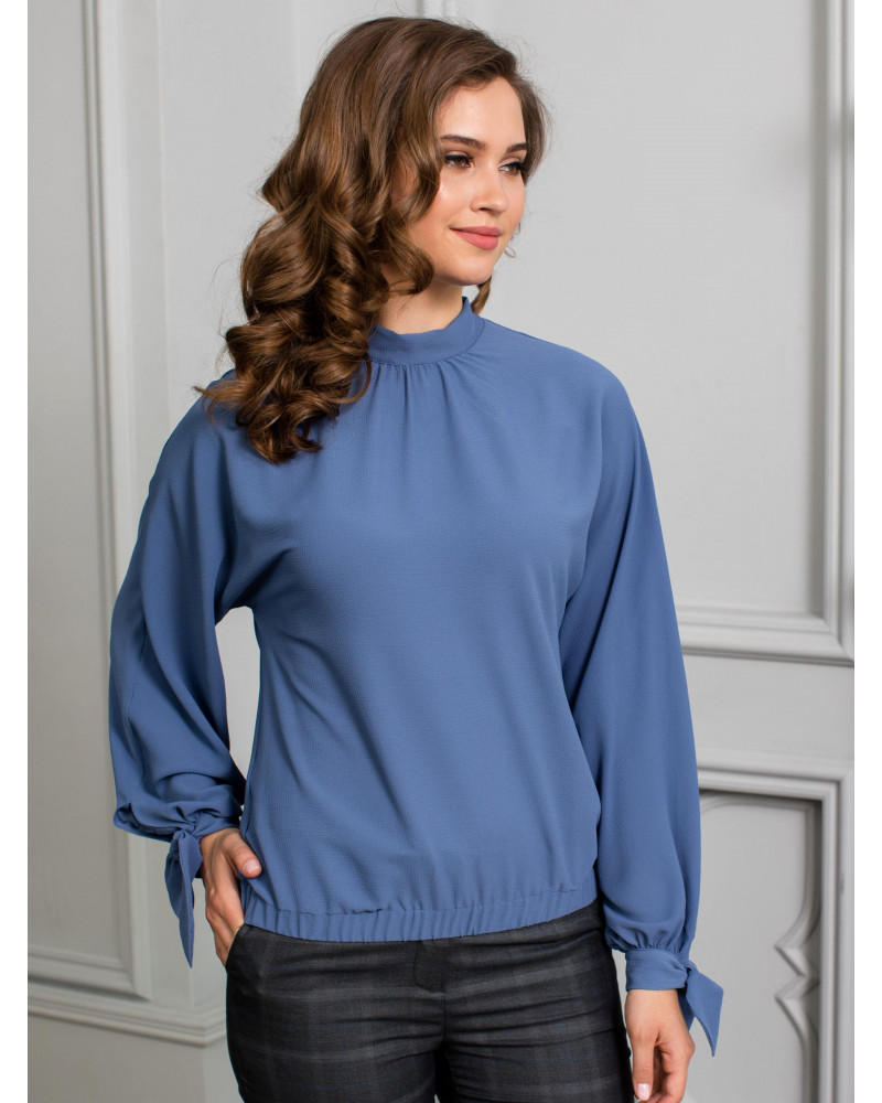 Блуза с манжетами на рукавах, цвет индиго, арт. 62067