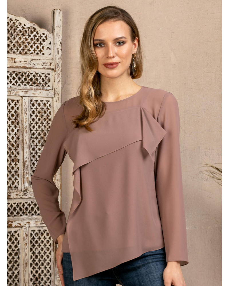Блуза асимметричная, цвет какао, арт. 62721